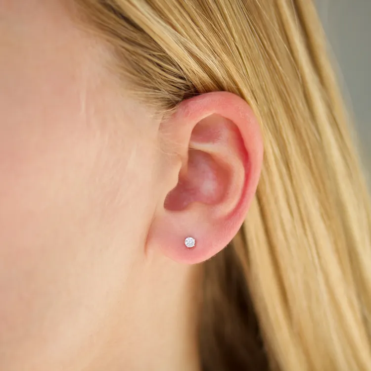 3 mm zirkon solitaireørestikker i sølv