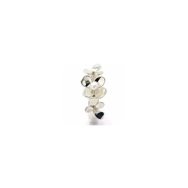 blomster perle ring i sølv