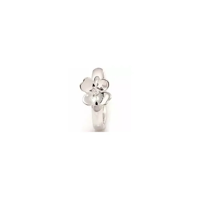 Blomster hvid zirkon ring i sølv