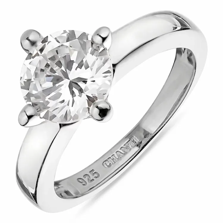 zirkon ring i sølv