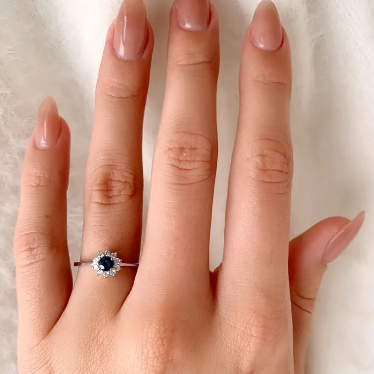 safir ring i sølv
