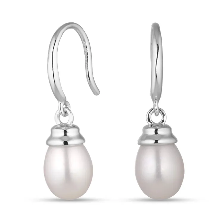 7,5-8 mm perle øreringe i sølv