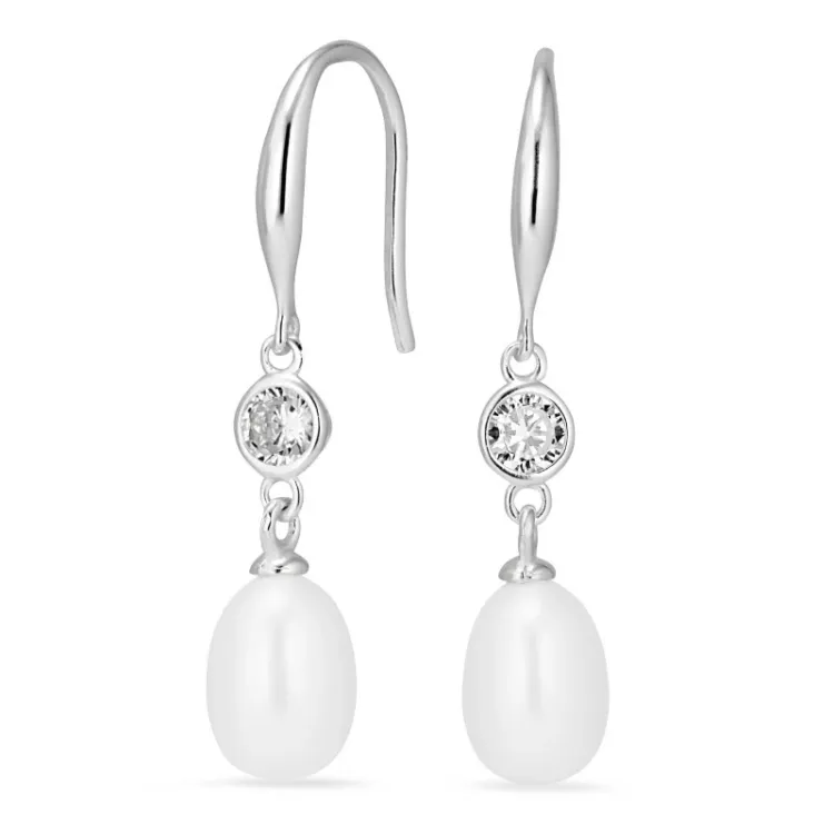 7,5-8 mm perle øreringe i sølv
