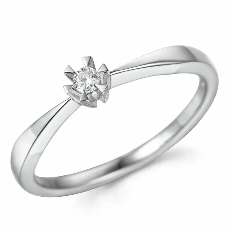0,05 ct solitairering i 14 karat hvidguld 0,05 ct