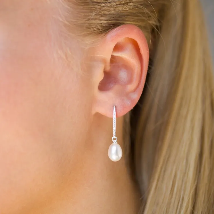 7,5-8 mm perle øreringe i sølv
