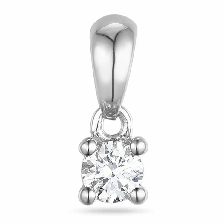 0,10 ct diamant solitairevedhæng i 14 karat hvidguld 0,10 ct