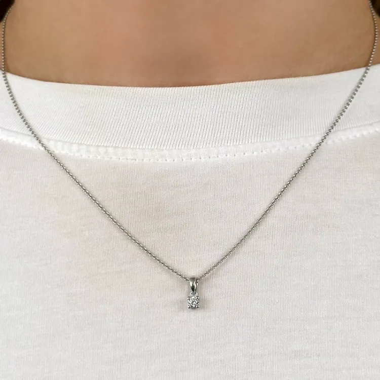 0,10 ct diamant solitairevedhæng i 14 karat hvidguld 0,10 ct