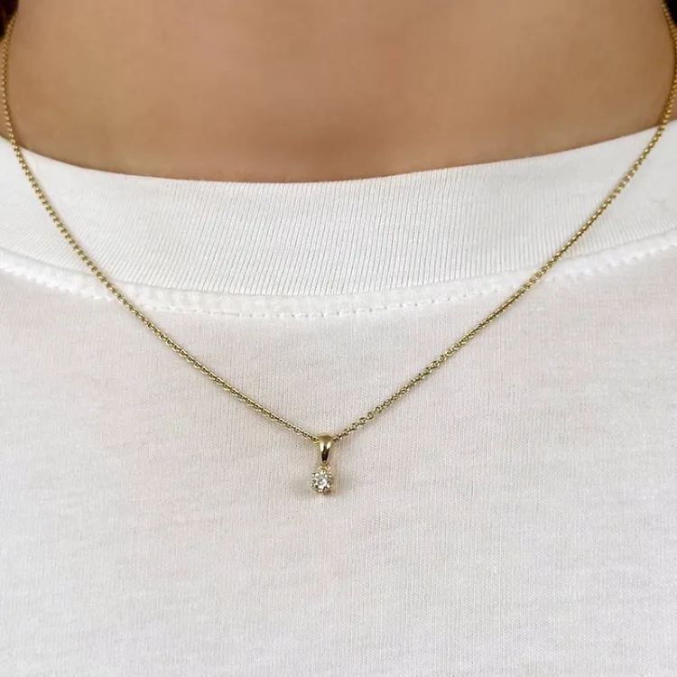 diamant solitairevedhæng i 14 karat guld 0,10 ct
