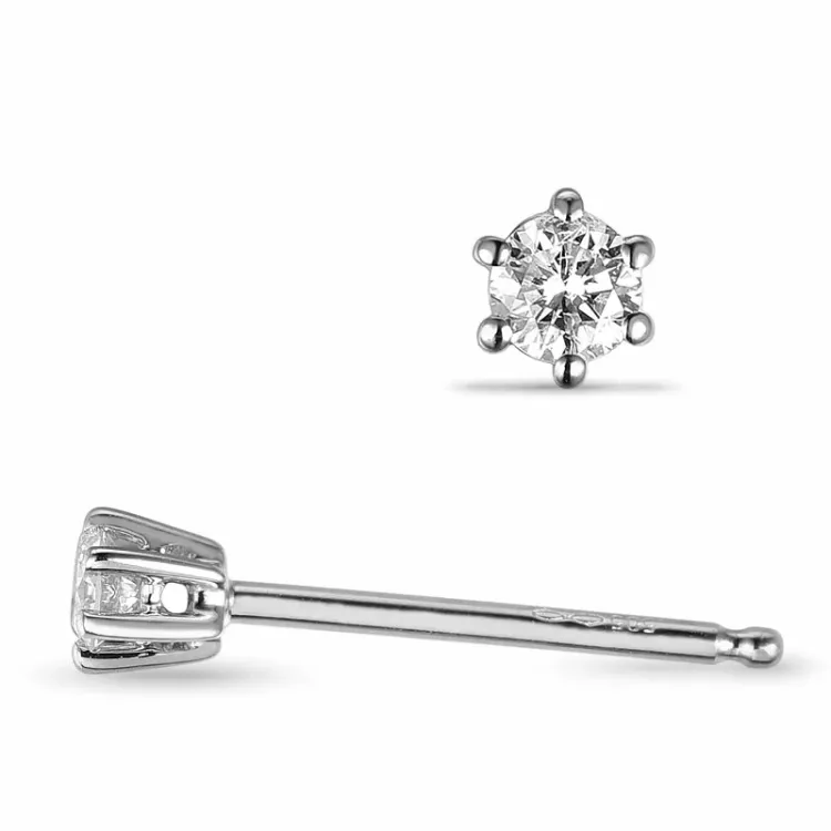 2 x 0,05 ct Kampagne - diamant ørestikker i 14 karat hvidguld med diamant