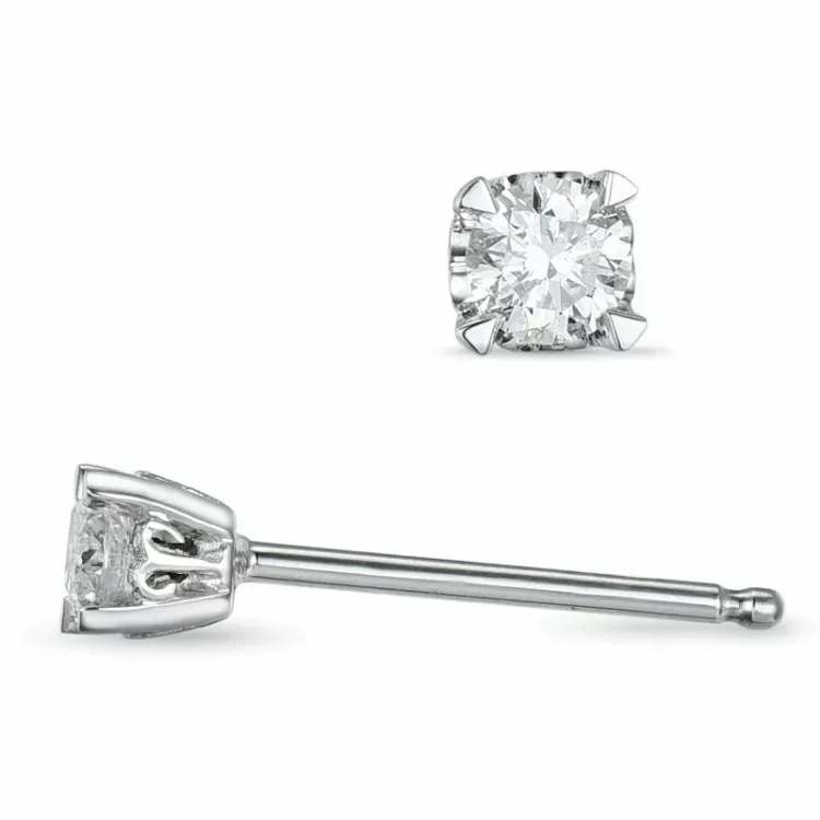 2 x 0,10 ct Kampagne - diamant ørestikker i 14 karat hvidguld med diamant