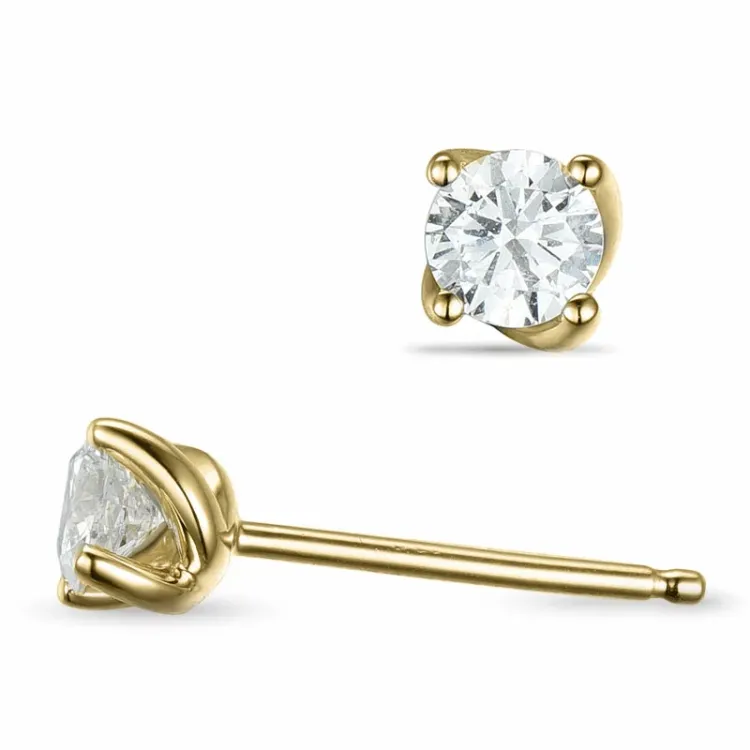 2 x 0,20 ct Kampagne - diamant ørestikker i 14 karat guld med diamant 