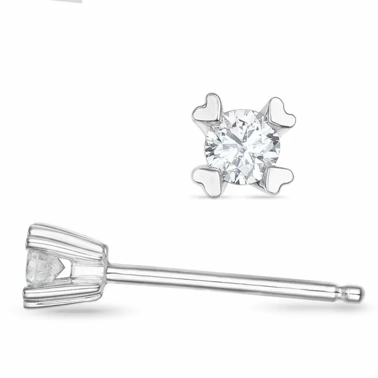2 x 0,05 ct Kampagne - diamant ørestikker i 14 karat hvidguld med diamant 