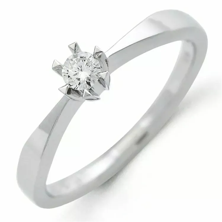 0,10 ct diamant solitairering i 14 karat hvidguld 0,10 ct