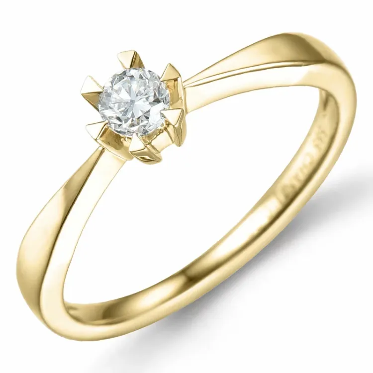 0,20 ct solitairering i 14 karat guld 0,20 ct