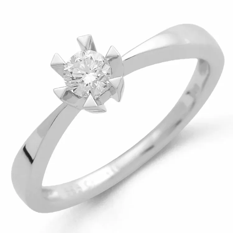 0,20 ct solitairering i 14 karat hvidguld 0,20 ct