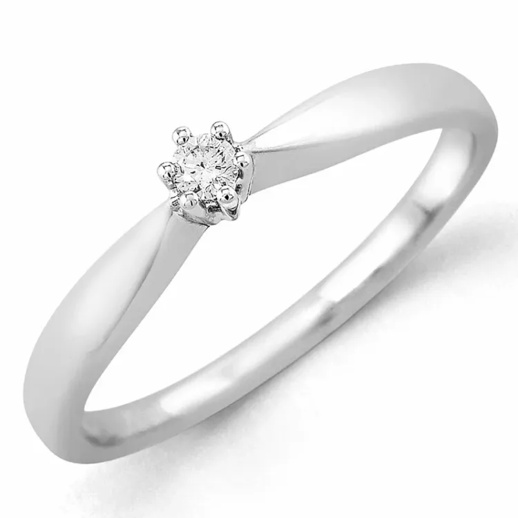 0,05 ct solitairering i 14 karat hvidguld