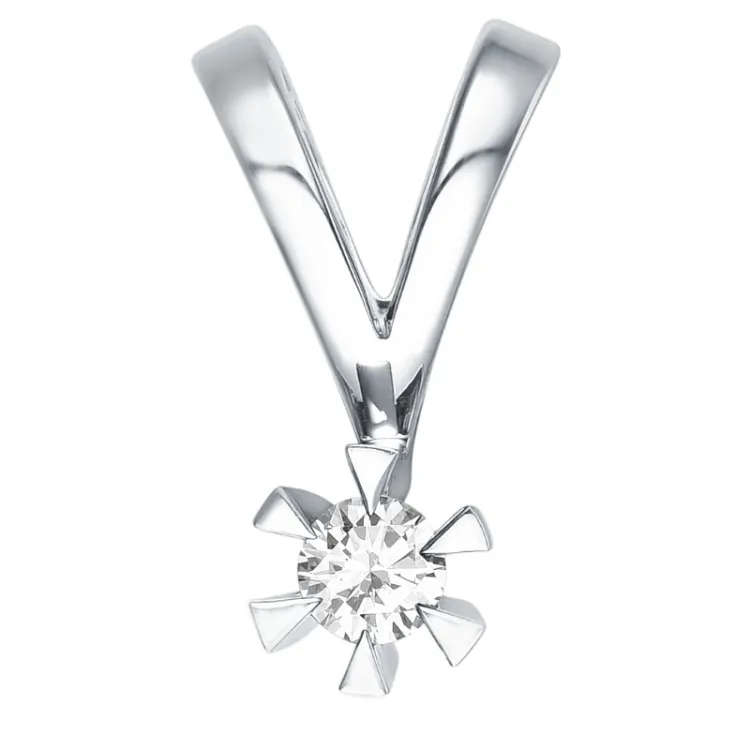 diamant solitairevedhæng i 14 karat hvidguld 0,10 ct