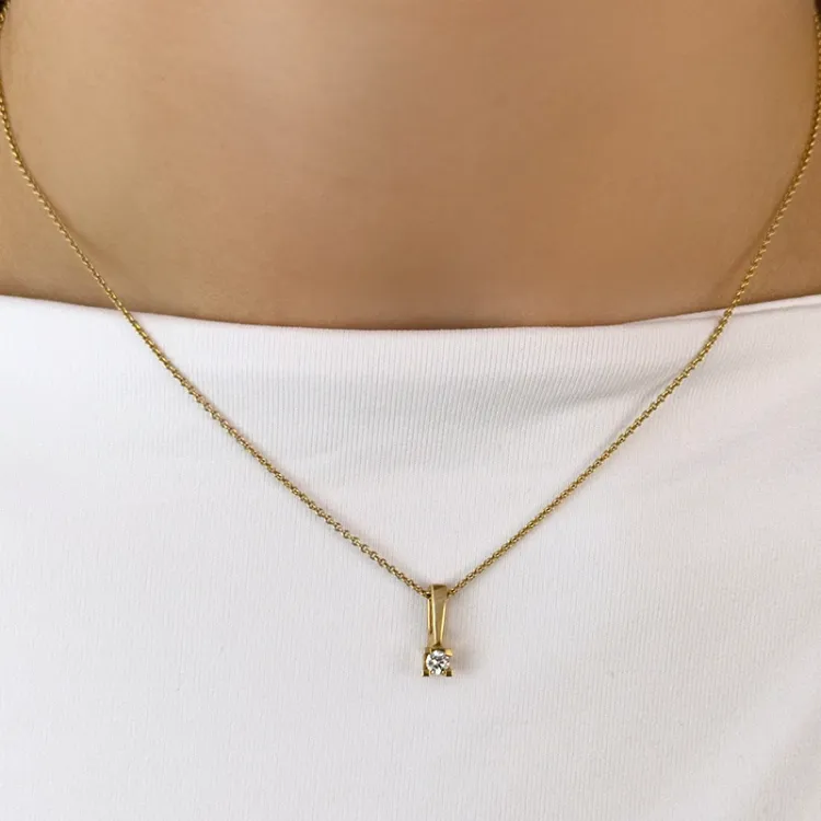 diamant solitairevedhæng i 14 karat guld 0,10 ct