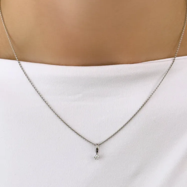 diamant solitairevedhæng i 14 karat hvidguld 0,05 ct