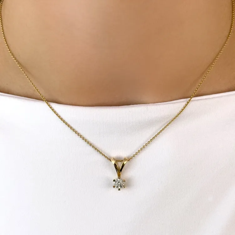 0,30 ct lab grown diamant solitairevedhæng i 14 karat guld 0,30 ct