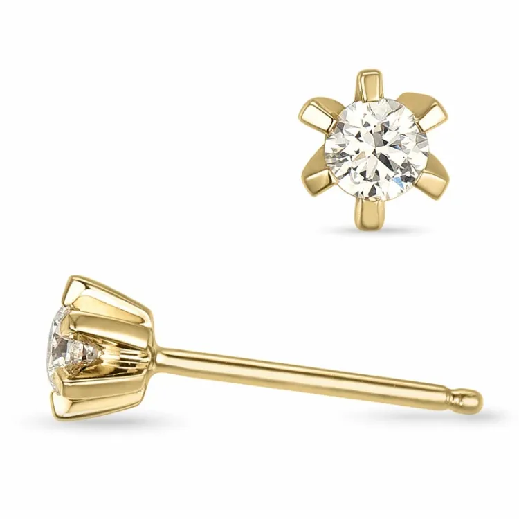 2 x 0,10 ct Kampagne - diamant ørestikker i 14 karat guld med diamant