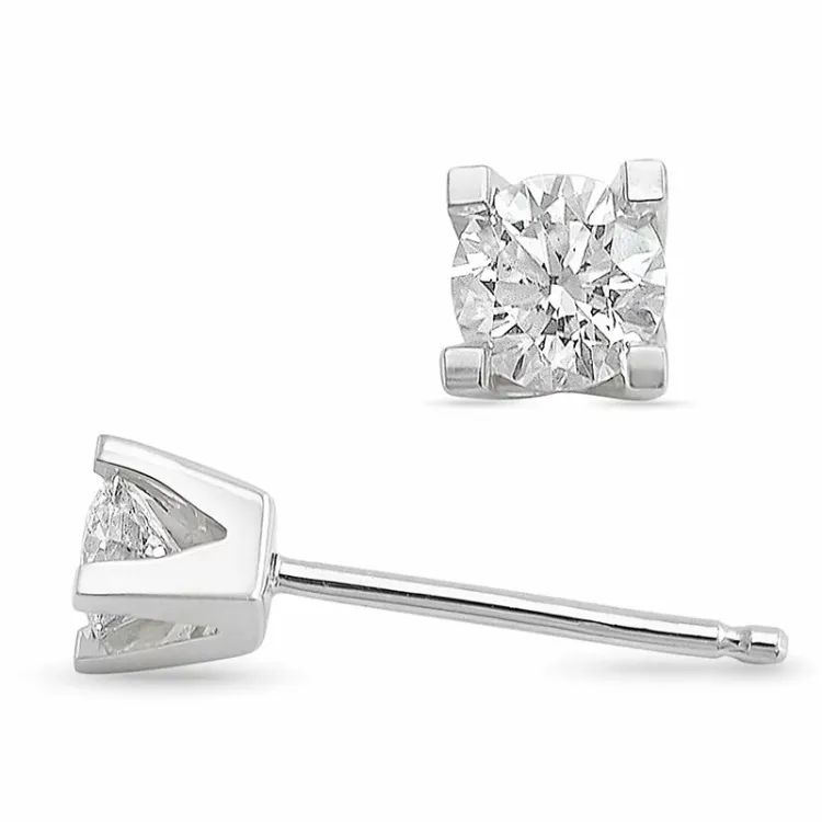 2 x 0,20 ct Kampagne - diamant ørestikker i 14 karat hvidguld med diamant 