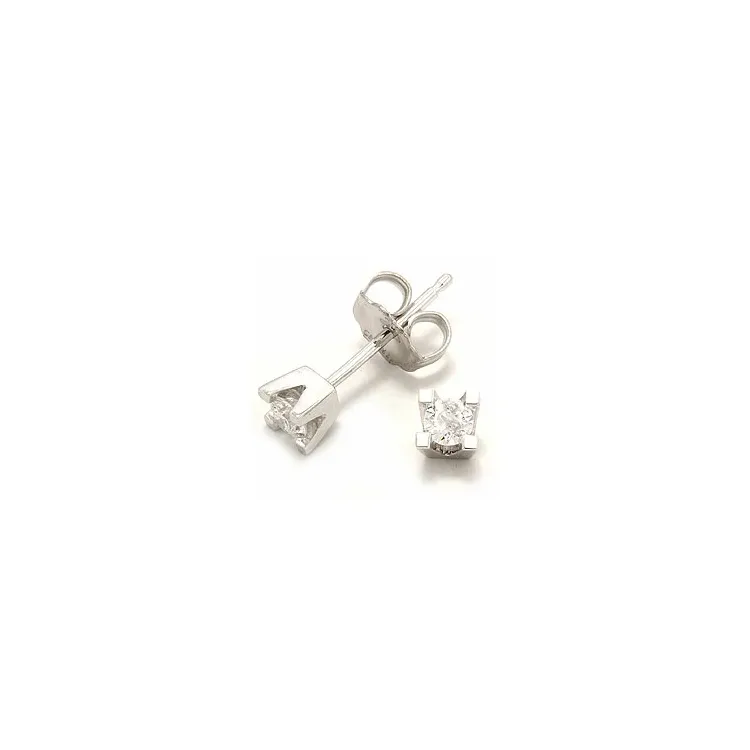 2 x 0,10 ct solitaireørestikker i 14 karat hvidguld 