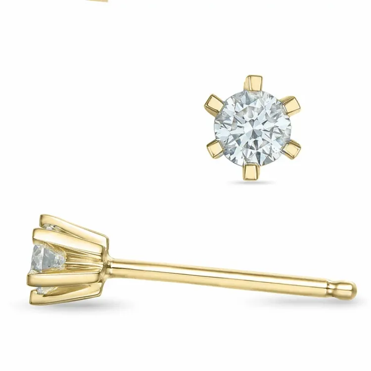 2 x 0,10 ct Kampagne - diamant ørestikker i 14 karat guld med diamant