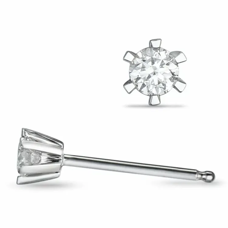 2 x 0,10 ct Kampagne - diamant ørestikker i 14 karat hvidguld med diamant 