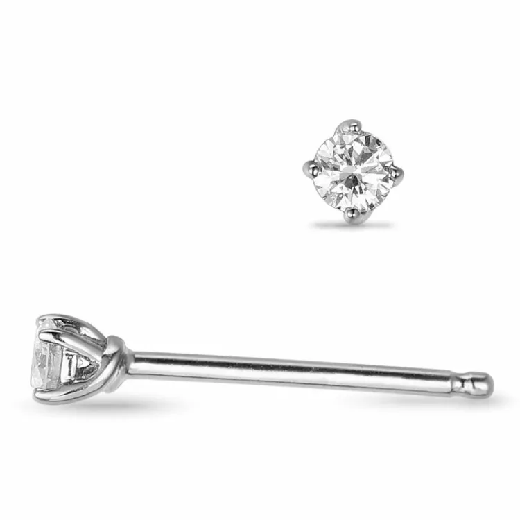 2 x 0,05 ct Kampagne - diamant ørestikker i 14 karat hvidguld med diamant