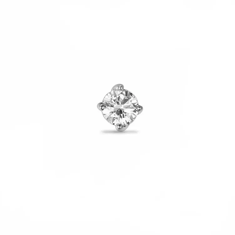 1 x 0,05 ct diamant solitaireørestikker i 14 karat hvidguld med diamant 