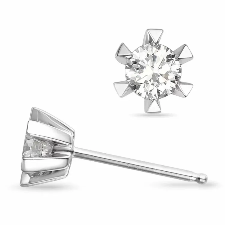 2 x 0,30 ct Kampagne - diamant ørestikker i 14 karat hvidguld med diamant