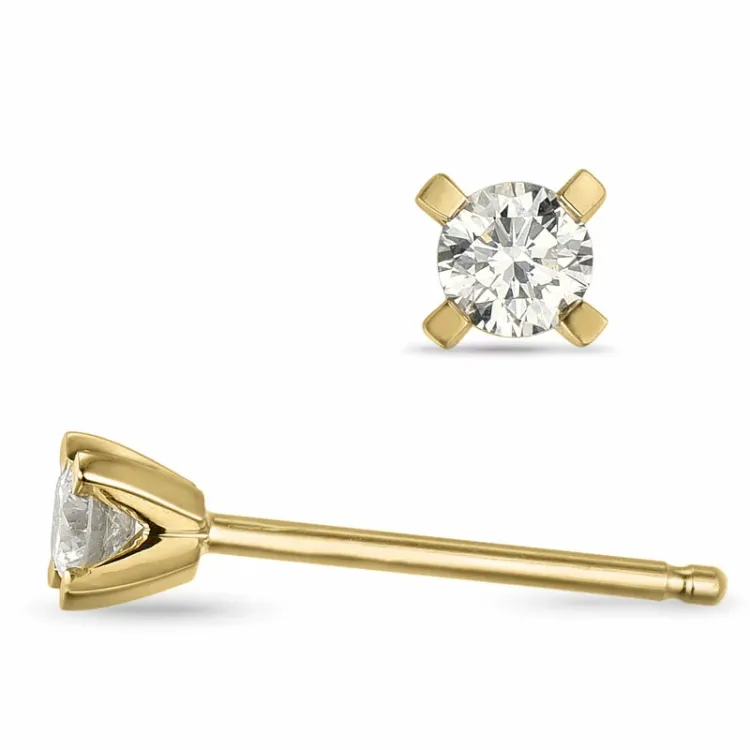 2 x 0,10 ct Kampagne - diamant ørestikker i 14 karat guld med diamant 