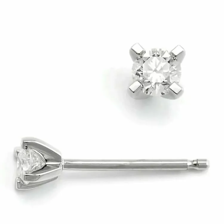 2 x 0,10 ct Kampagne - diamant ørestikker i 14 karat hvidguld med diamant