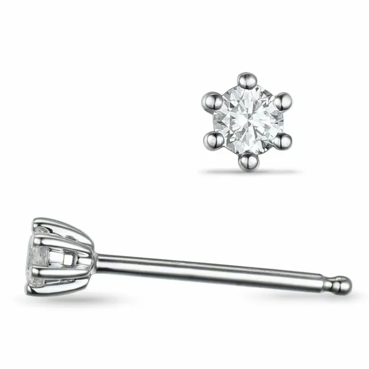2 x 0,05 ct Kampagne - diamant ørestikker i 14 karat hvidguld med diamant