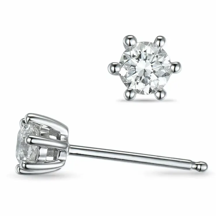 2 x 0,20 ct Kampagne - diamant ørestikker i 14 karat hvidguld med diamant