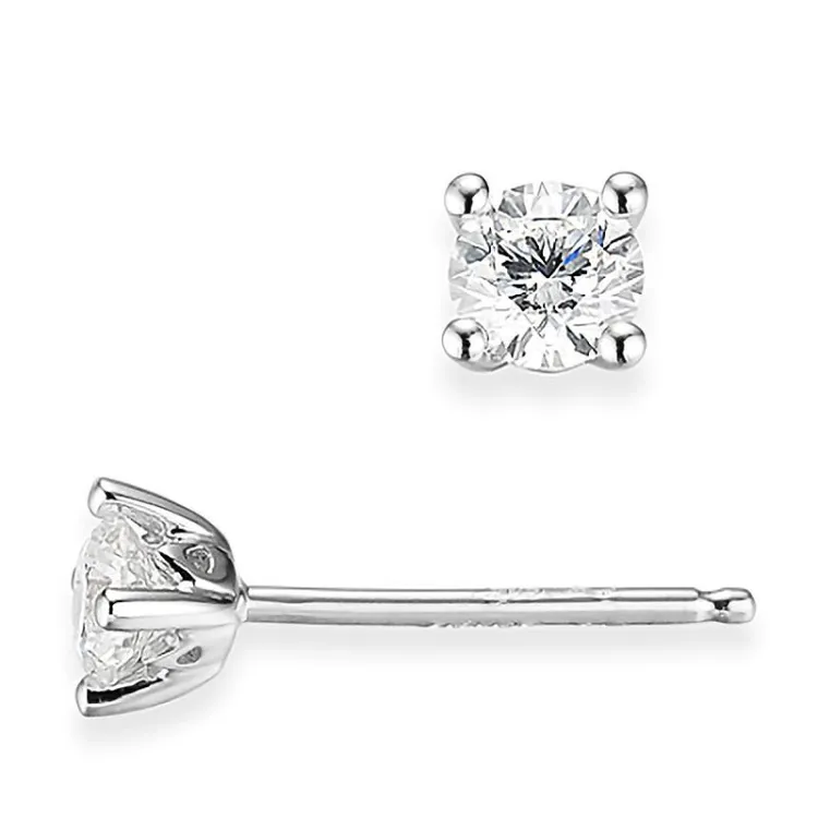2 x 0,30 ct lab grown diamant solitaireørestikker i 14 karat hvidguld med lab grown diamant