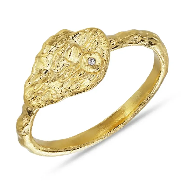 zirkon ring i forgyldt sølv - Lumé Etched