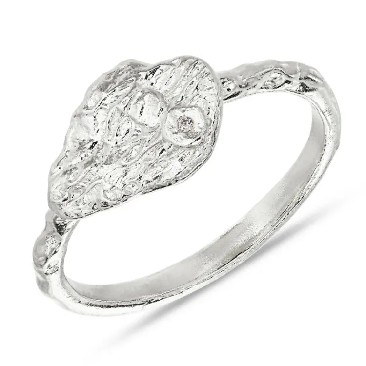 zirkon ring i sølv - Lumé Etched