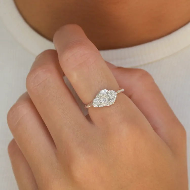 zirkon ring i sølv - Lumé Etched