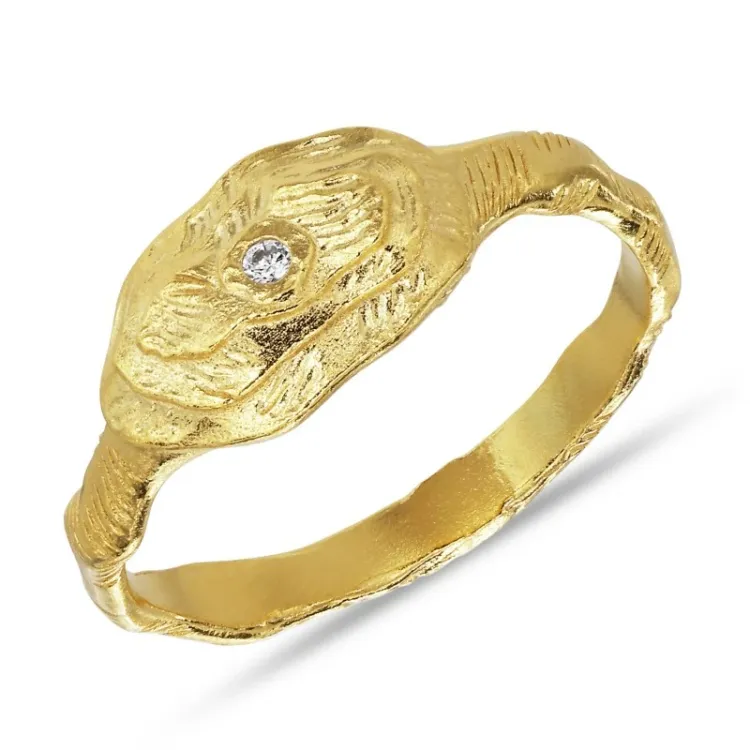 bred zirkon ring i forgyldt sølv - Lumé Etched