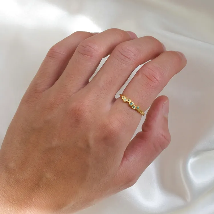 blå zirkon ring i forgyldt sølv - Bubbly Twist