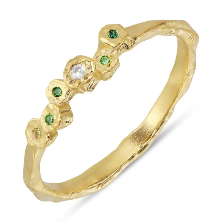 grøn zirkon ring i forgyldt sølv - Bubbly Twist