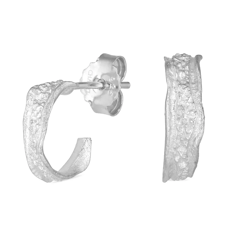 11,5 mm halvcreoler i sølv - Lumé Etched