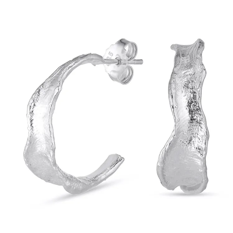 22 mm halvcreoler i sølv - Lumé Etched