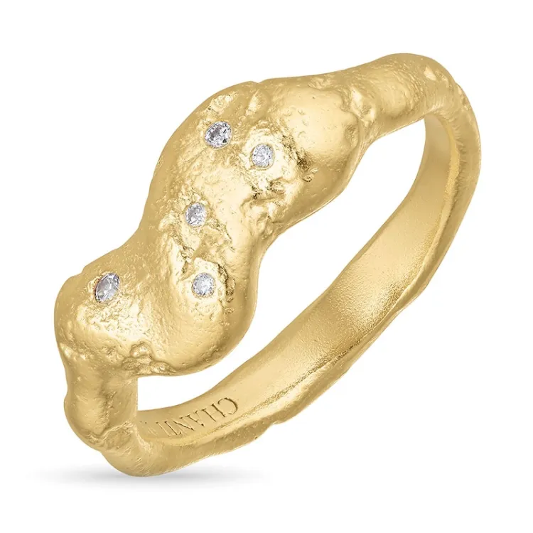 zirkon ring i forgyldt sølv - Lumé Etched
