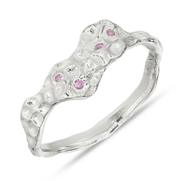 pink zirkon ring i sølv - Lumé Etched