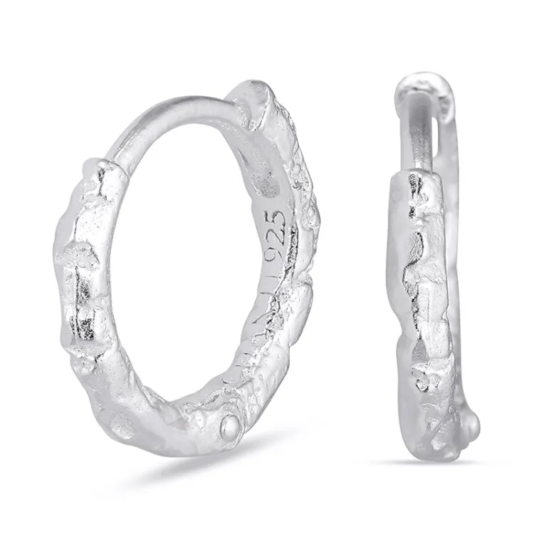 11,5 mm creoler i sølv - Lumé Etched