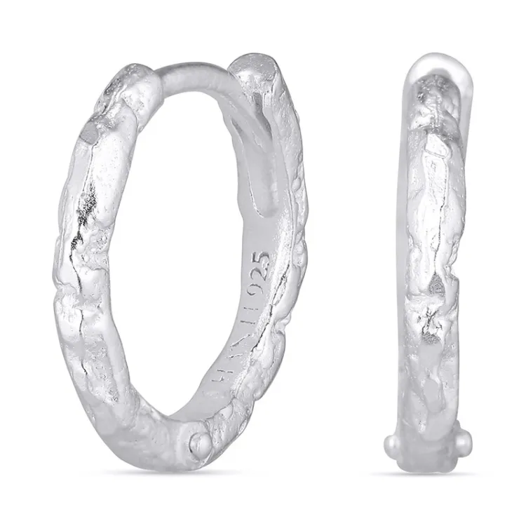 13,5 mm creoler i sølv - Lumé Etched