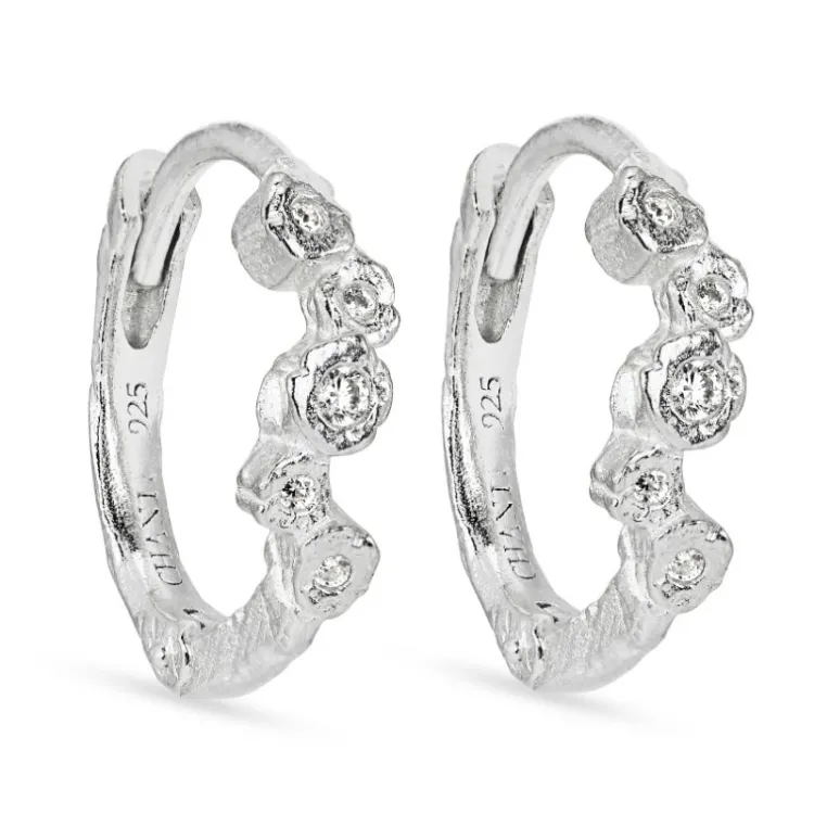 12 mm hvide zirkon creoler i sølv - Bubbly Sparkle